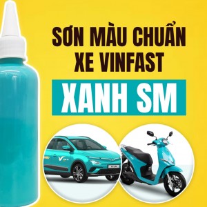 Sơn màu xe Vinfast Xanh SM, chai sơn 100gr màu chuẩn xe ô tô, xe máy Xanh SM dùng để dặm vá các vết trầy xước